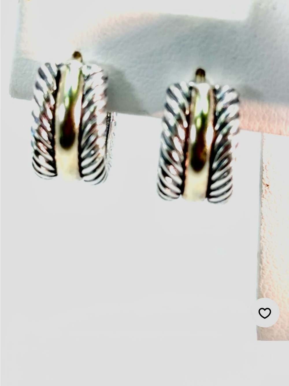 David Yurman Two-Tone Cable Hoop Earrings - Silver and Gold